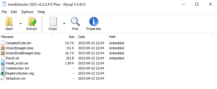 Extracted setup files